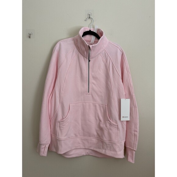 Lululemon M/L Scuba Oversized Funnel Neck Half Zip Long Strawberry Milkshake NWT - Picture 1 of 8